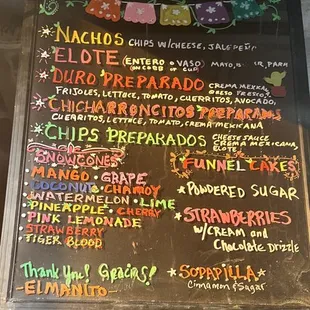 Snack Menu