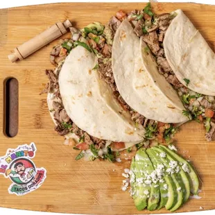 Harina Tacos (has Pico de Gallo &amp; Avocado Sauce) your choice of meat