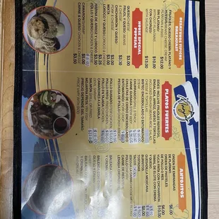 a menu for a restaurant