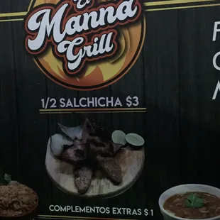 the menu for the restaurant