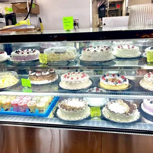 a display of cakes