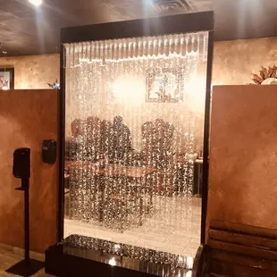 a glass shower in a restaurant