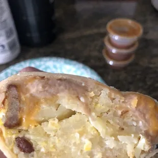 the inside of a burrito