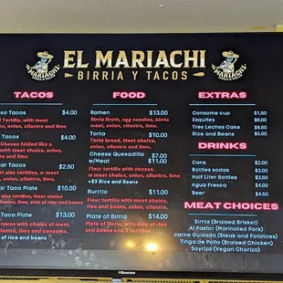 Menu board.