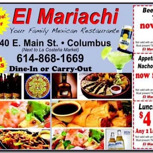 a menu for a mexican restaurant