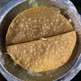 Tacos which ended up getting too soggy to eat like tacos.