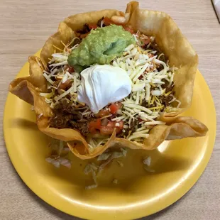 Shredded beef taco salad