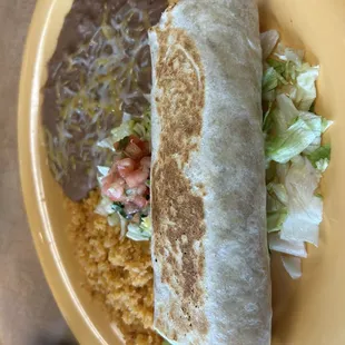 Carne Asada burrito plate
