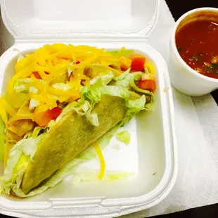 Crispy taco and red salsa