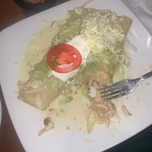 Fried chicken chimichanga