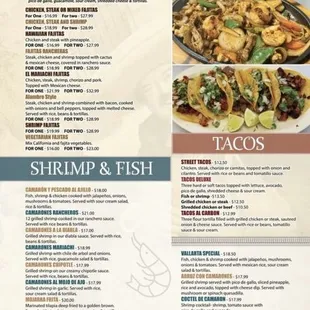 menu, tacos