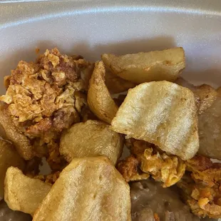 These were the breakfast potatoes. So sad. Not fresh at all.