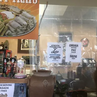 a sign in the window