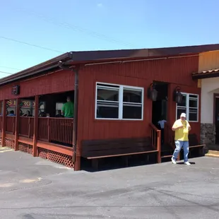 Outdoor patio - very nice and spacious!  Numerous TVs on every wall