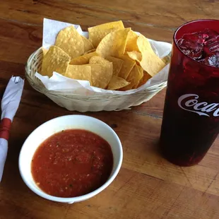 Complimentary nachos and salsa - mildly spicy :)