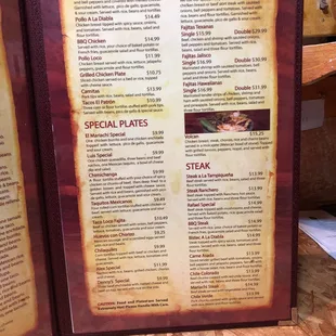 menu