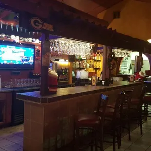 a bar with a television