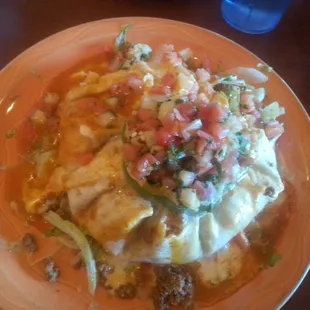 Volcano burrito!  Great birthday lunch at a great restaurant.  Always good service and great food!