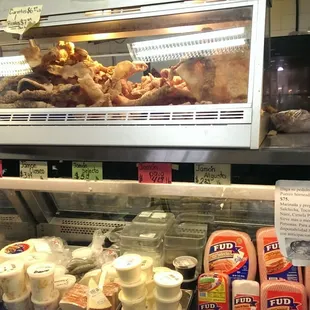 Pork rinds and other meats.