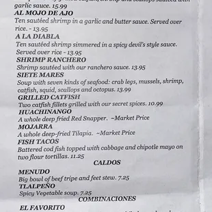 a menu for a mexican restaurant