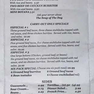 a menu for a mexican restaurant