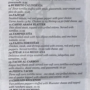 a menu for a mexican restaurant
