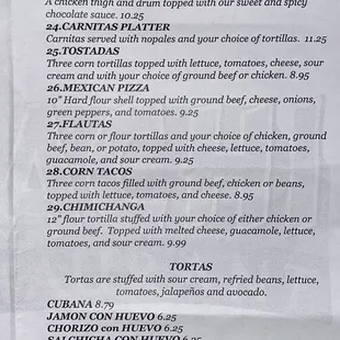 a menu for a restaurant