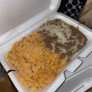 Rice & refried beans with cheese