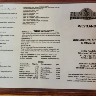 menu