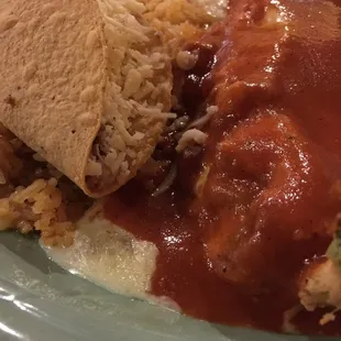 Combo #22!!  :) taco , chile relleno and double rice!!  Yummy!!