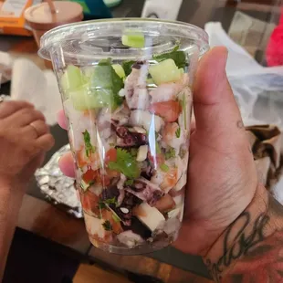 Small portion of dry ceviche for $18