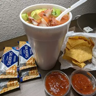 Shrimp and octopus cocktail to-go