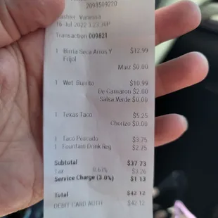 Tag with service charge?