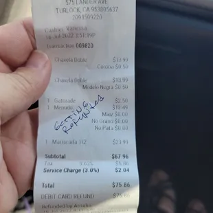 Oops.. she really overcharged! And still charge us the service charge!