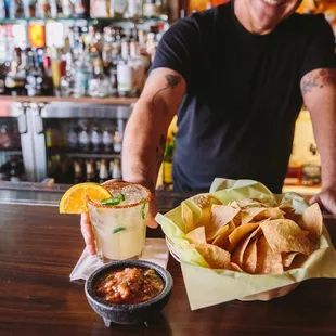 Jalapeño margarita with fresh lime juice, agave nectar, and our premium tequila of the month