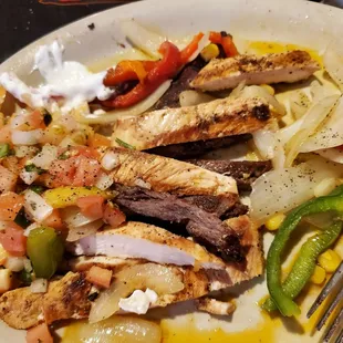 Lunch fajitas, combo beef and chicken