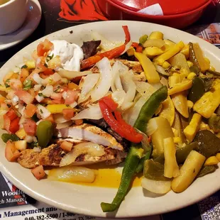 Lunch fajitas. Veggies instead of rice