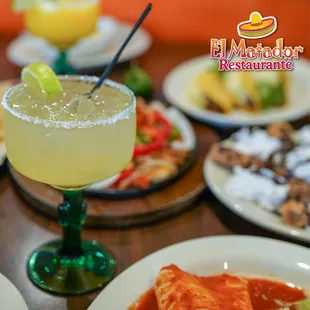 mexican food and drinks on a table