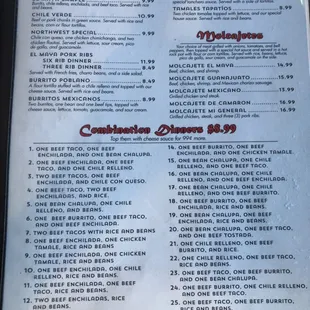 Favorite Dishes, Molcajetes, Combination Dinners.