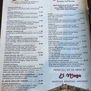 Lunch Soecials, Express Lunch.