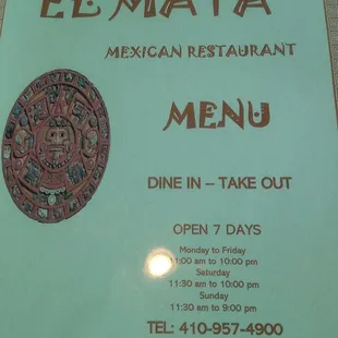 menu