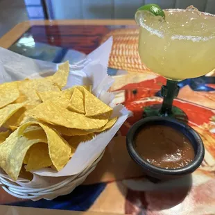 Chips and salsa with margarita!