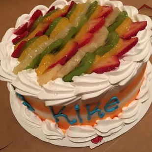 Strawberry filling tres leches birthday cake
