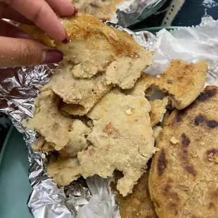 Suppose to be a bean and cheese Salvadoran pupuse instead It&apos;s a thick Mesa tortillas.