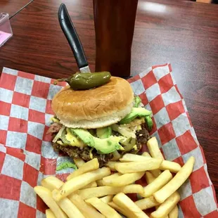 a burger and french fries