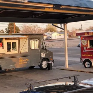 a food truck at a gas station