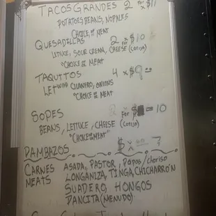 menu