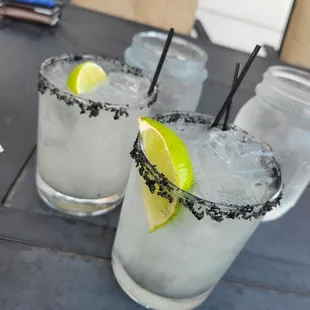 Margaritas with black salt.. $8 each
