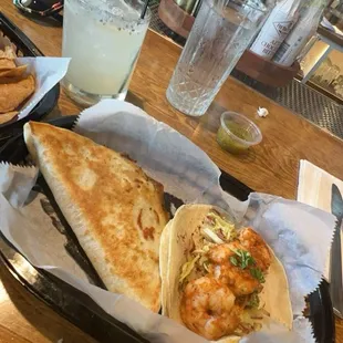 Smoked Habanero Shrimp Taco &amp; Brisket Quesadilla Lunch