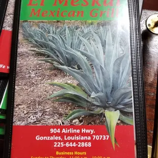 El Meskal Menu! 8/2018